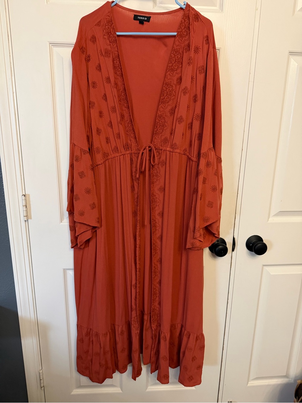 torrid Rust Tie-Front Embroidered Kimono